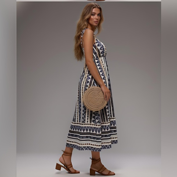 Boho Print Ruffle Hem Cami Dress - Picture 3 of 6